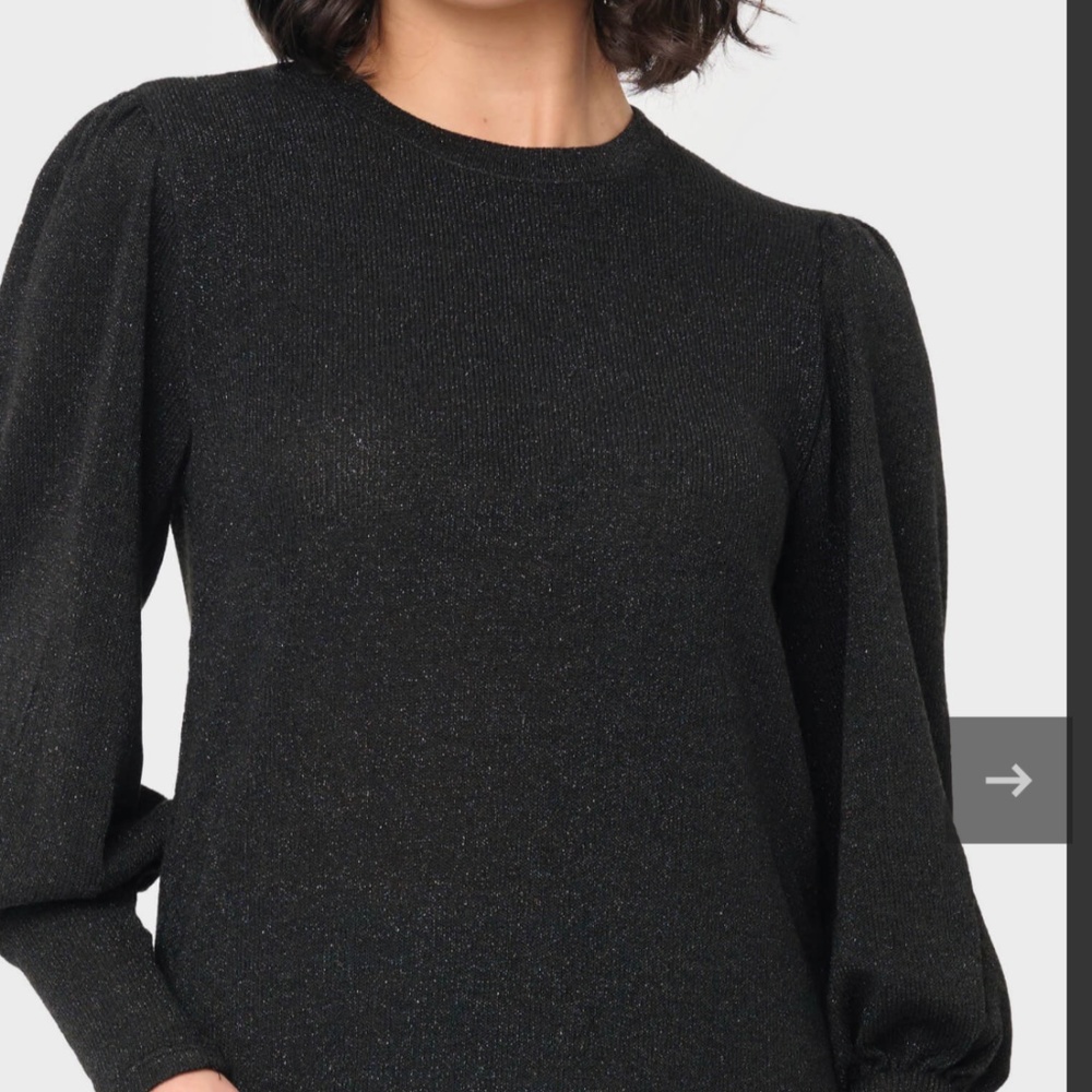Gibson look long sleeve lurex sweater, black